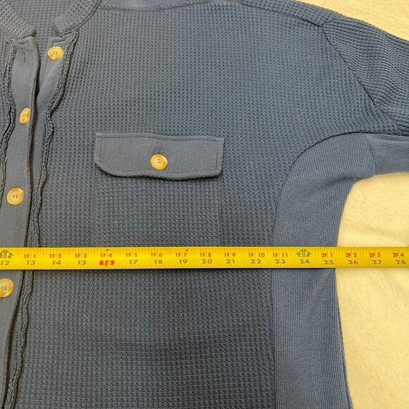 Chartou Women's Teal Blue Waffle Loose Fit Knit Button-Down Shacket Shirt Sz XL - Picture 5 of 8